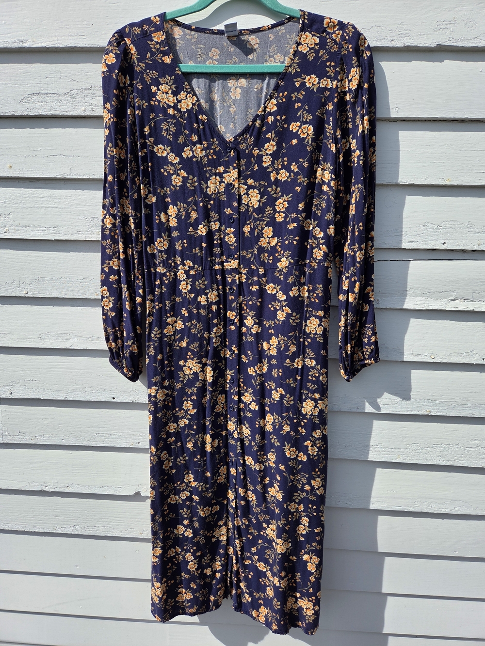 Old Navy Navy Blue Dress with Orange Floral Print - Picture 9 of 9